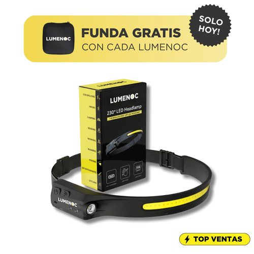 Lumenoc® Linterna Frontal 230° — Visión Total, Manos Libres