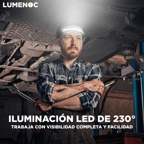 Lumenoc® Linterna Frontal 230° — Visión Total, Manos Libres